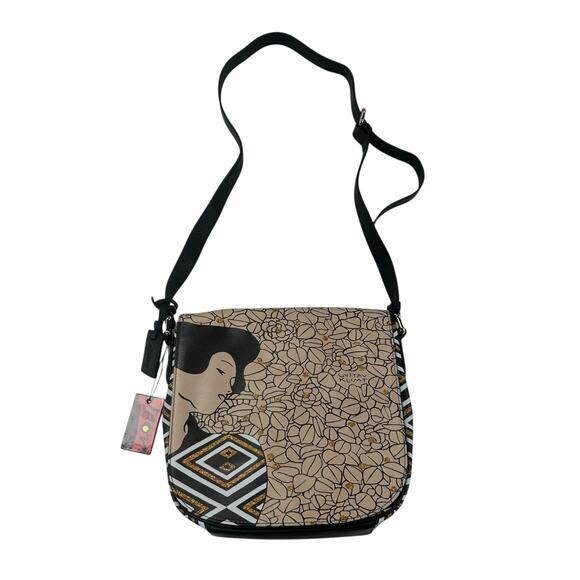 NWT Icon LA Hand Painted Jackie Shoulder Flap Bag in Silhouette by Gustav Klimt - Picture 1 of 7